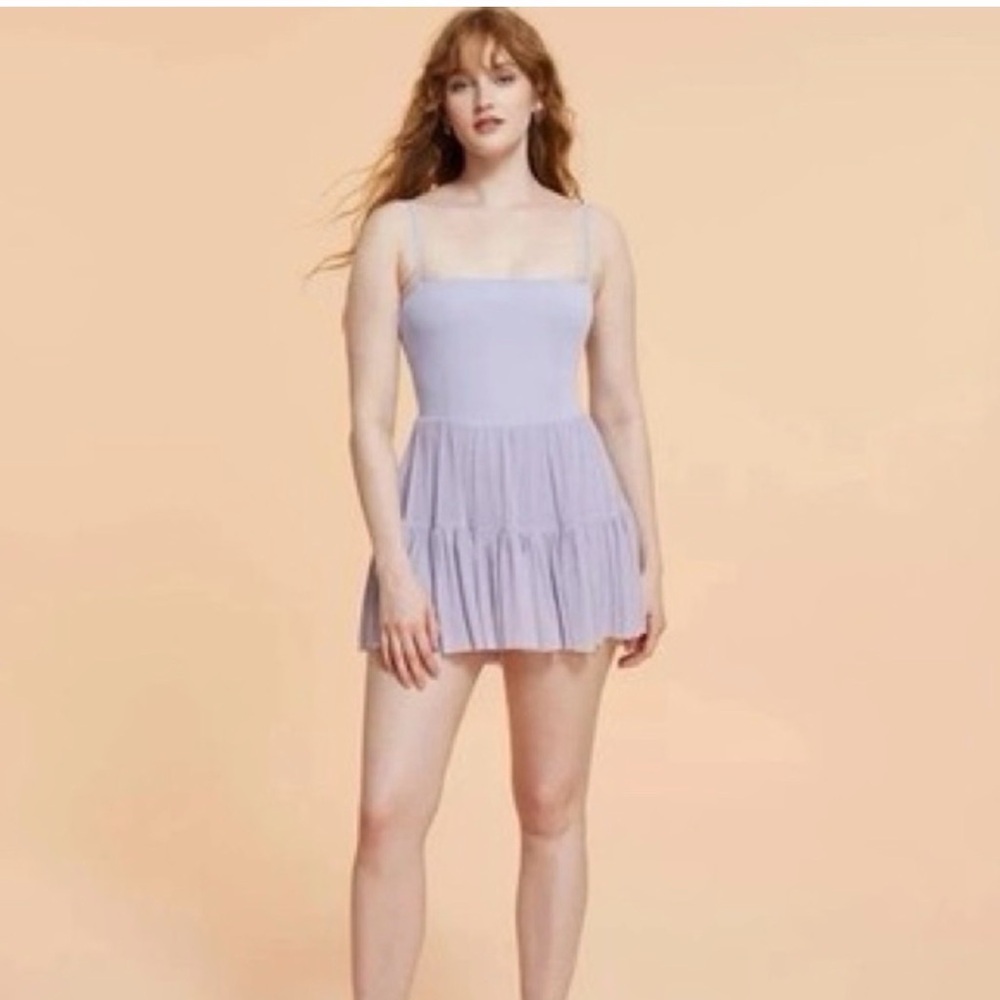 Blogilates Ballerina Lavender Tiered Coquette Girl Activewear Sporty Dress Sz S
